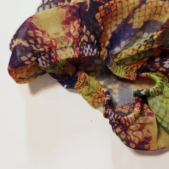 Multi Colored Snake Print Off Shoulder Crop Top SZ XL by Venus - Picture 8 of 11